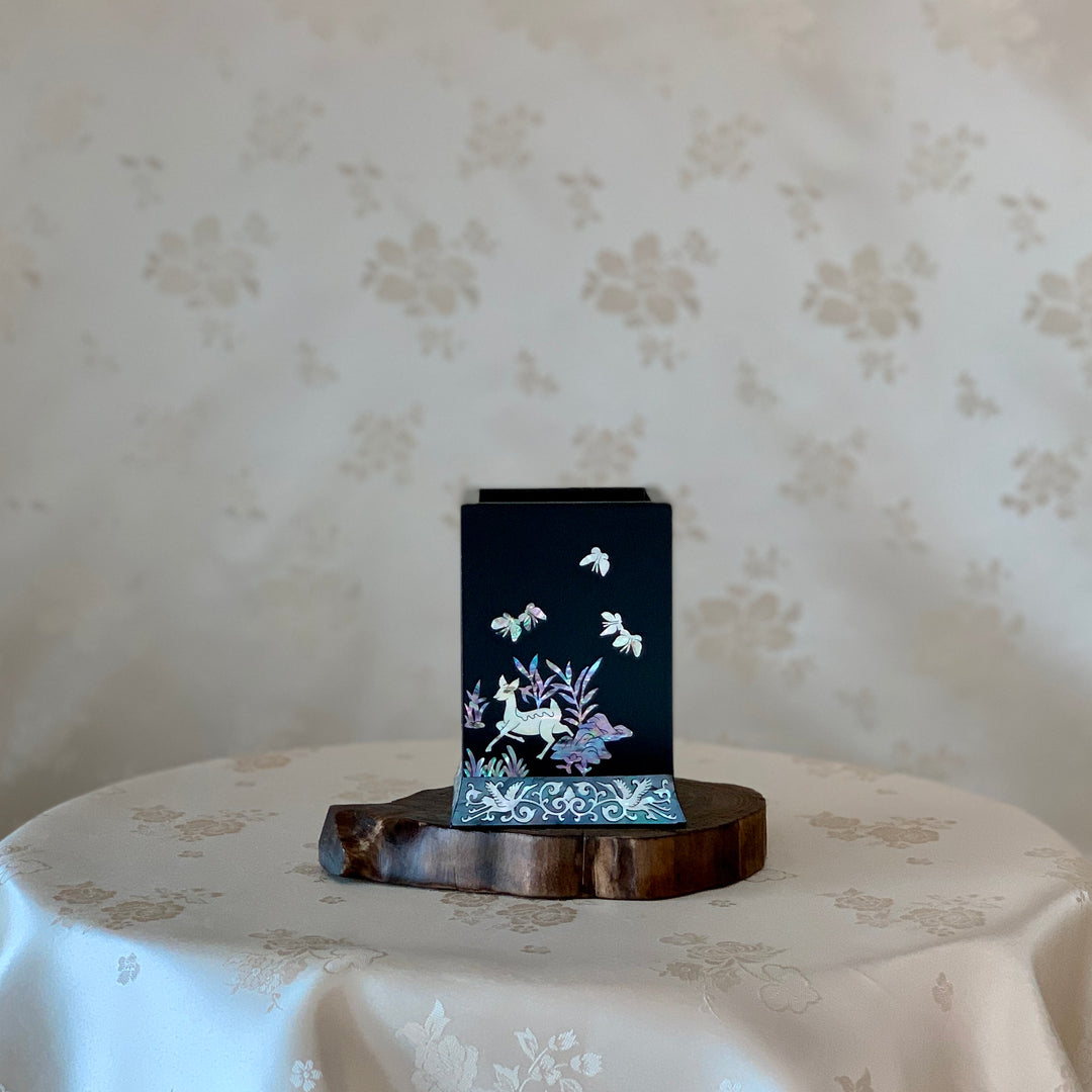 Mother of Pearl Pen Holder with Pine and Deer Pattern (자개 송록문 필통)