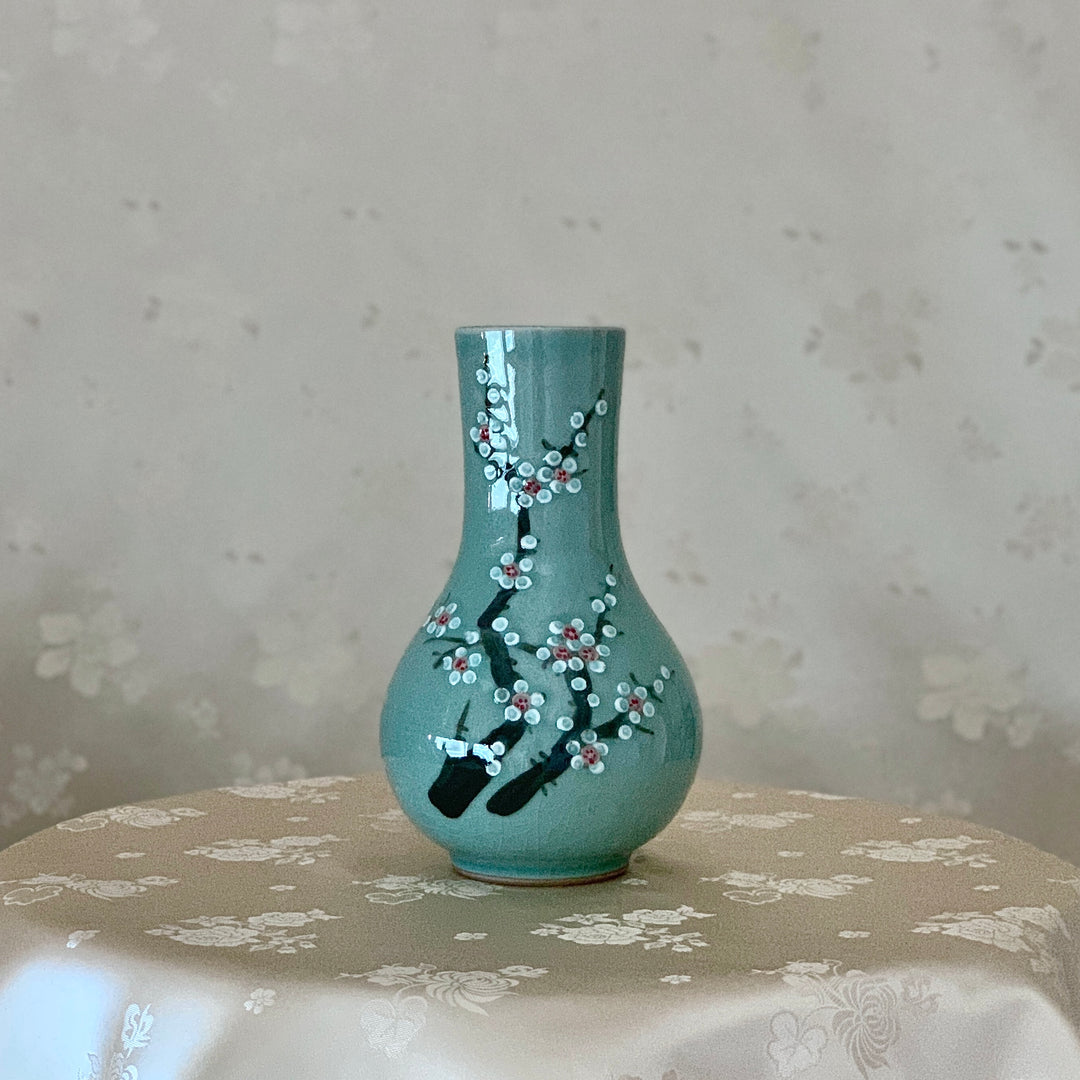 Celadon Vase with Embossed Plum Pattern (청자 양각 매화문 호)
