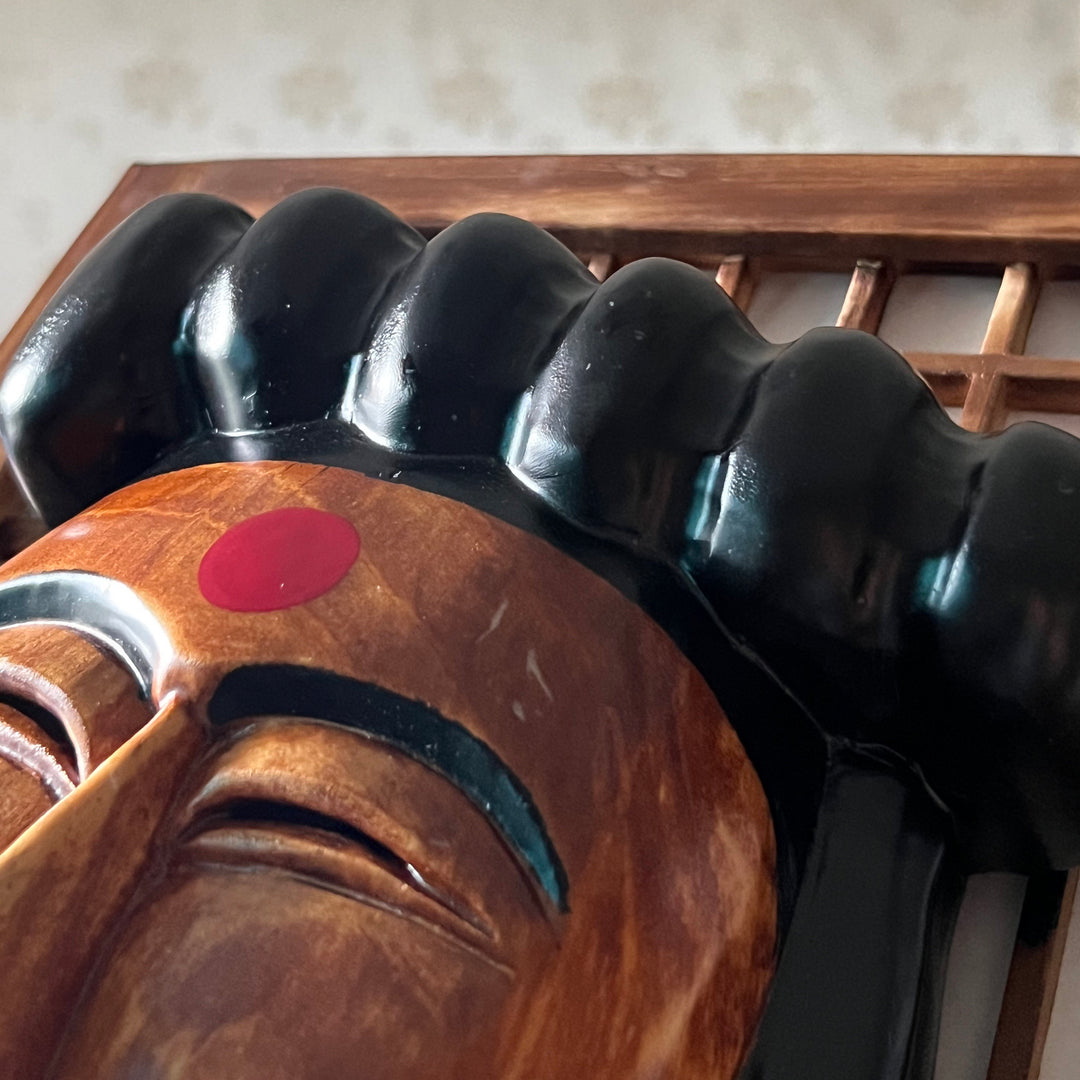 Wooden Mask used in Hahoe Village for Religious Ceremonies or Dance with Frame Option (전통 하회 각시탈)