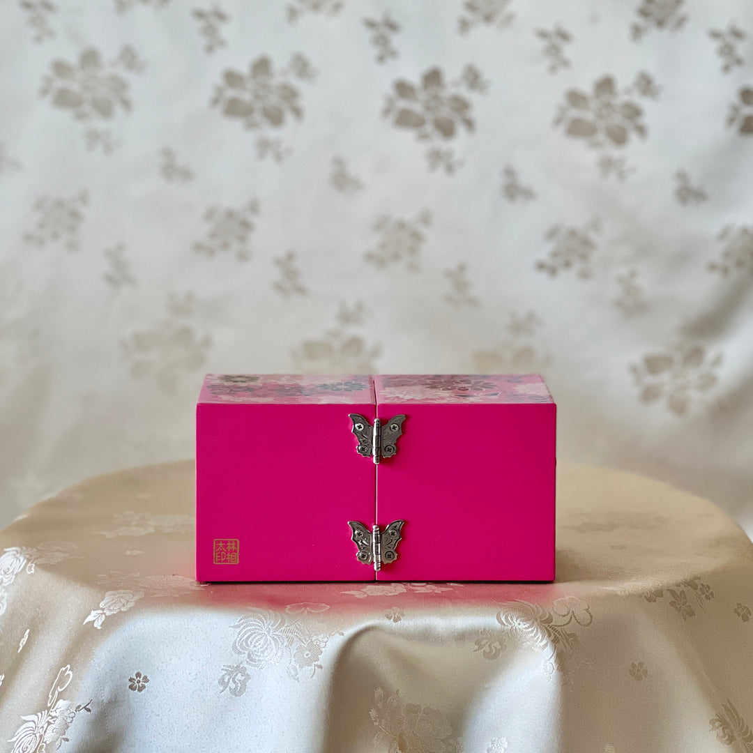 Handcrafted Mother of Pearl Jewelry Box: Butterfly & Chrysanthemum Design