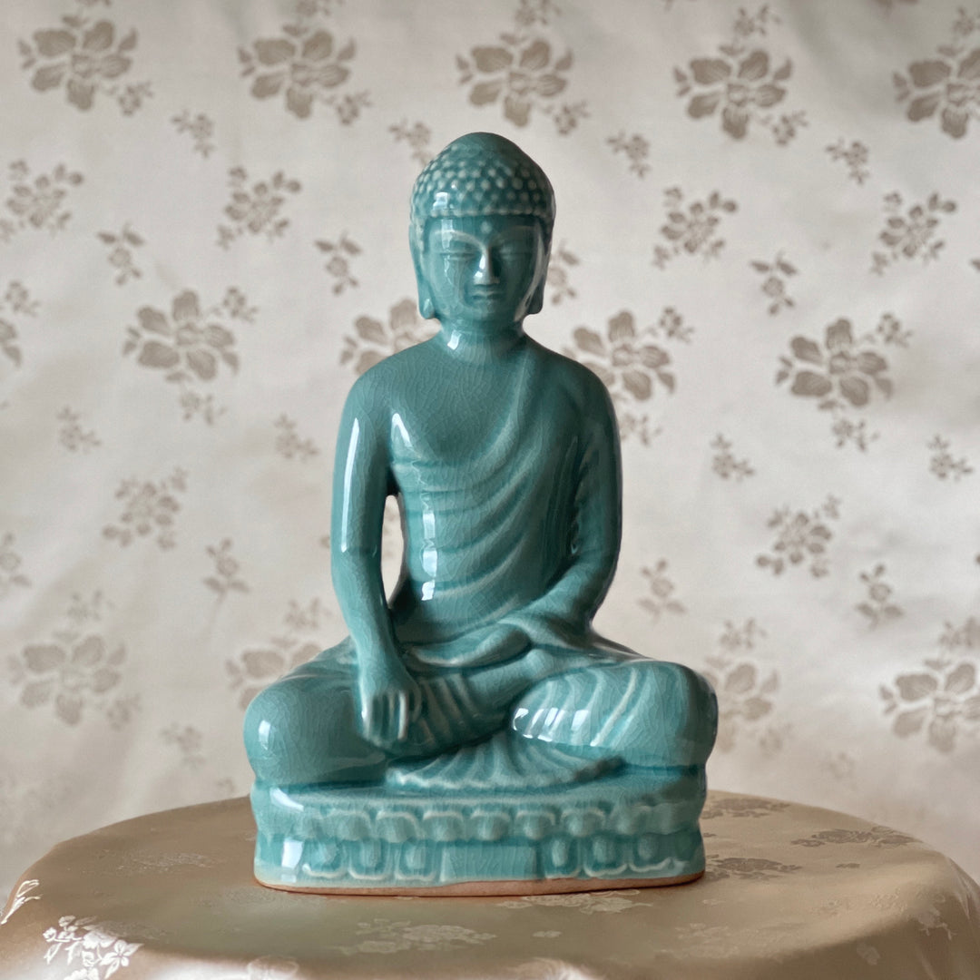 Celadon Buddha Statue in Lotus Position Big Size (청자 부처 가부좌 상)