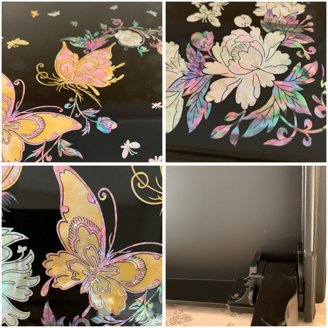 Mother of Pearl Foldable Tea Table with Butterfly and Peony Pattern