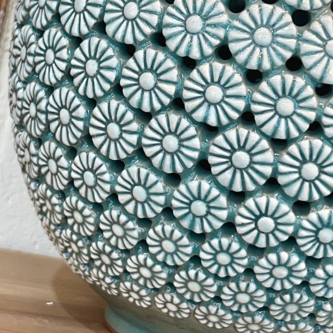 Celadon Double-Walled Openwork Gourd Vase: Chrysanthemum Motif by Master Artisan