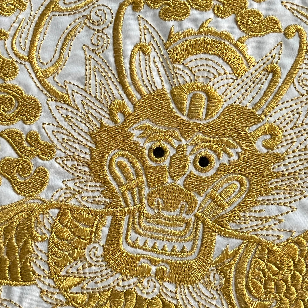 Embroidered Art Panel : Joseon Royal Dragon Insignia (Yongbo), Black Frame