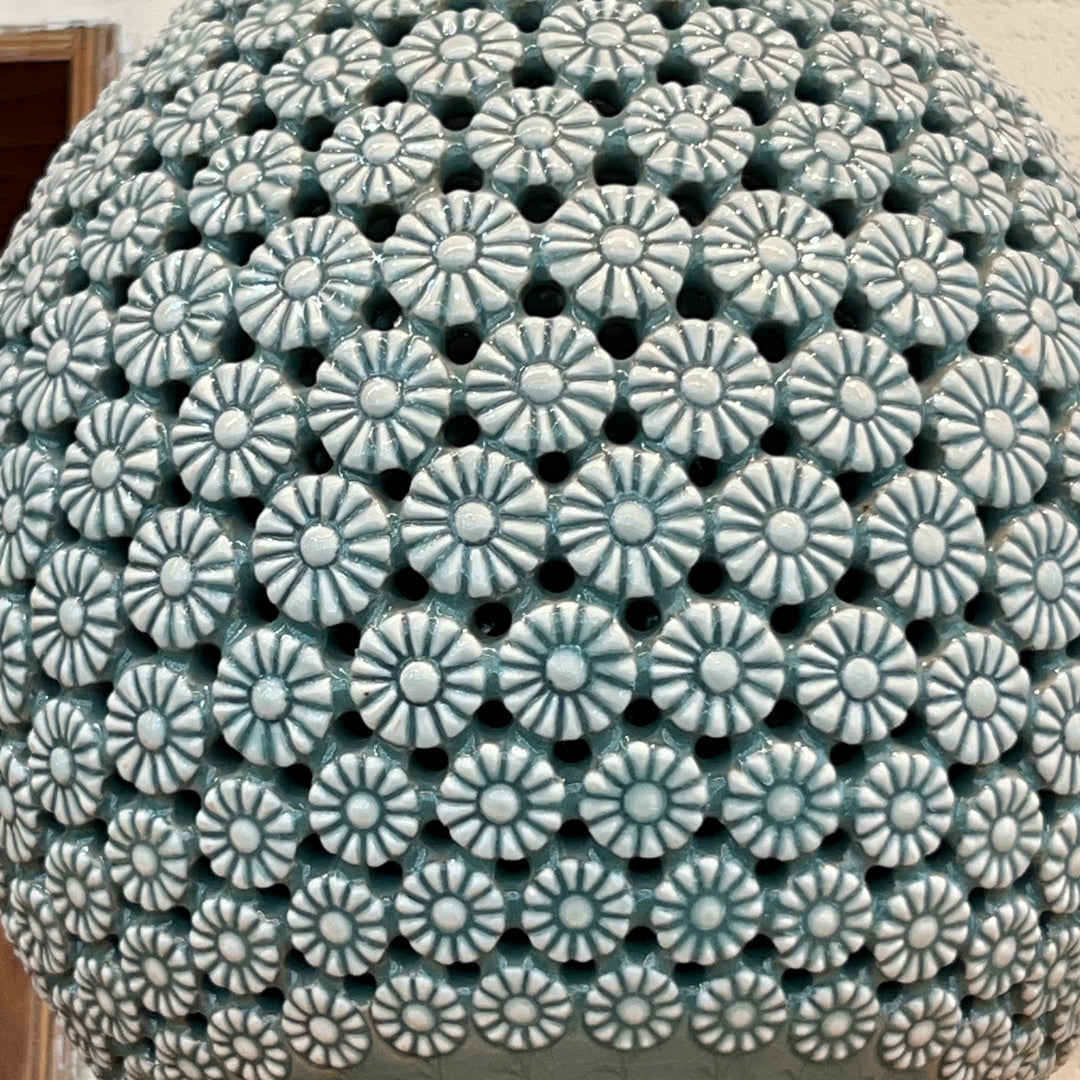 Celadon Double-Walled Openwork Gourd Vase: Chrysanthemum Motif by Master Artisan