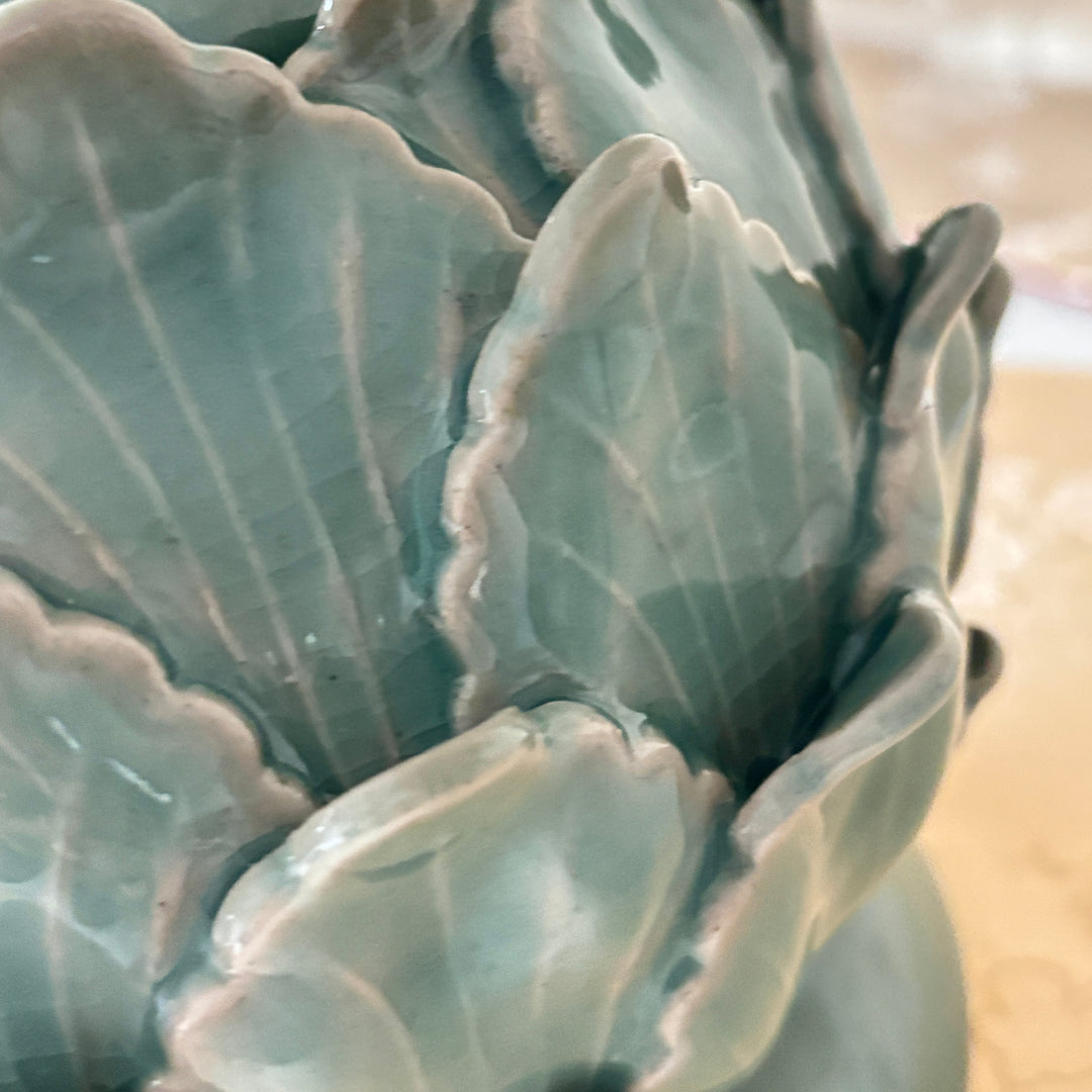 Celadon Incense Burner: Grand Scale with Lotus Motif and Openwork Lid