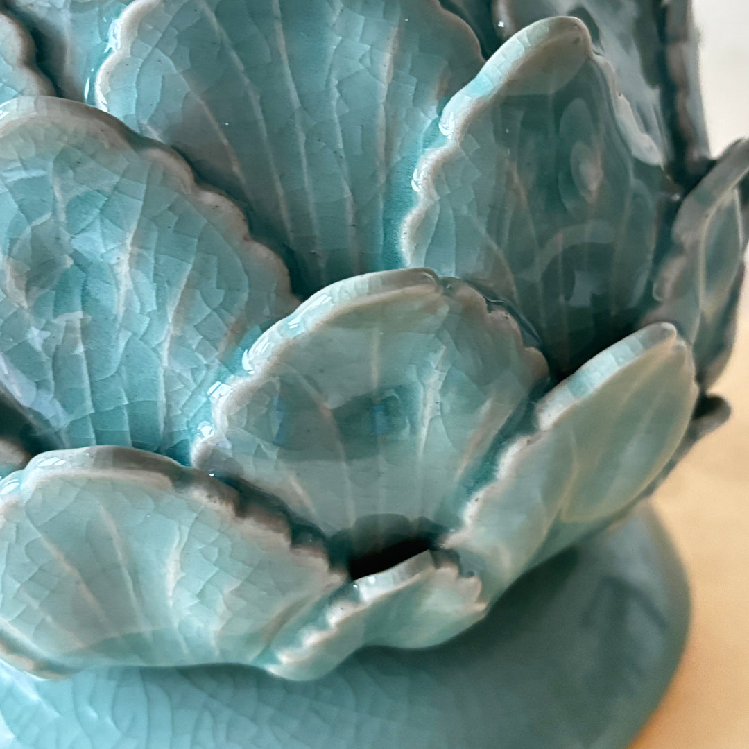 Celadon Incense Burner: Grand Scale with Lotus Motif and Openwork Lid