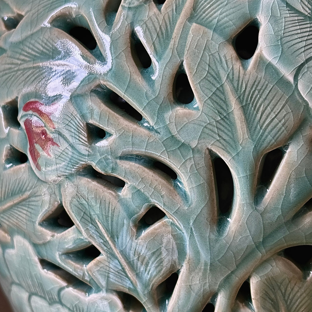 Celadon Maebyeong Vase: Double-Wall Openwork with Peony Motif