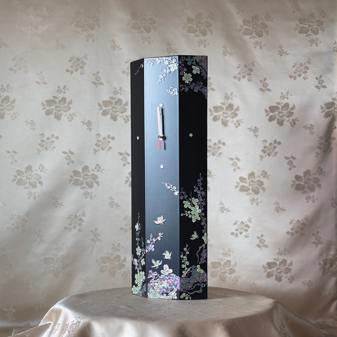 Mother-of-Pearl Wall Clock: Plum Blossom and Bird Motif