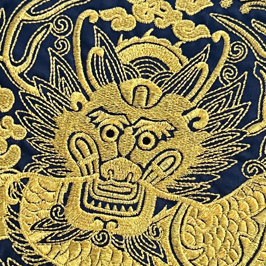 Embroidered Art Panel : Joseon Royal Dragon Insignia (Yongbo), Black Frame