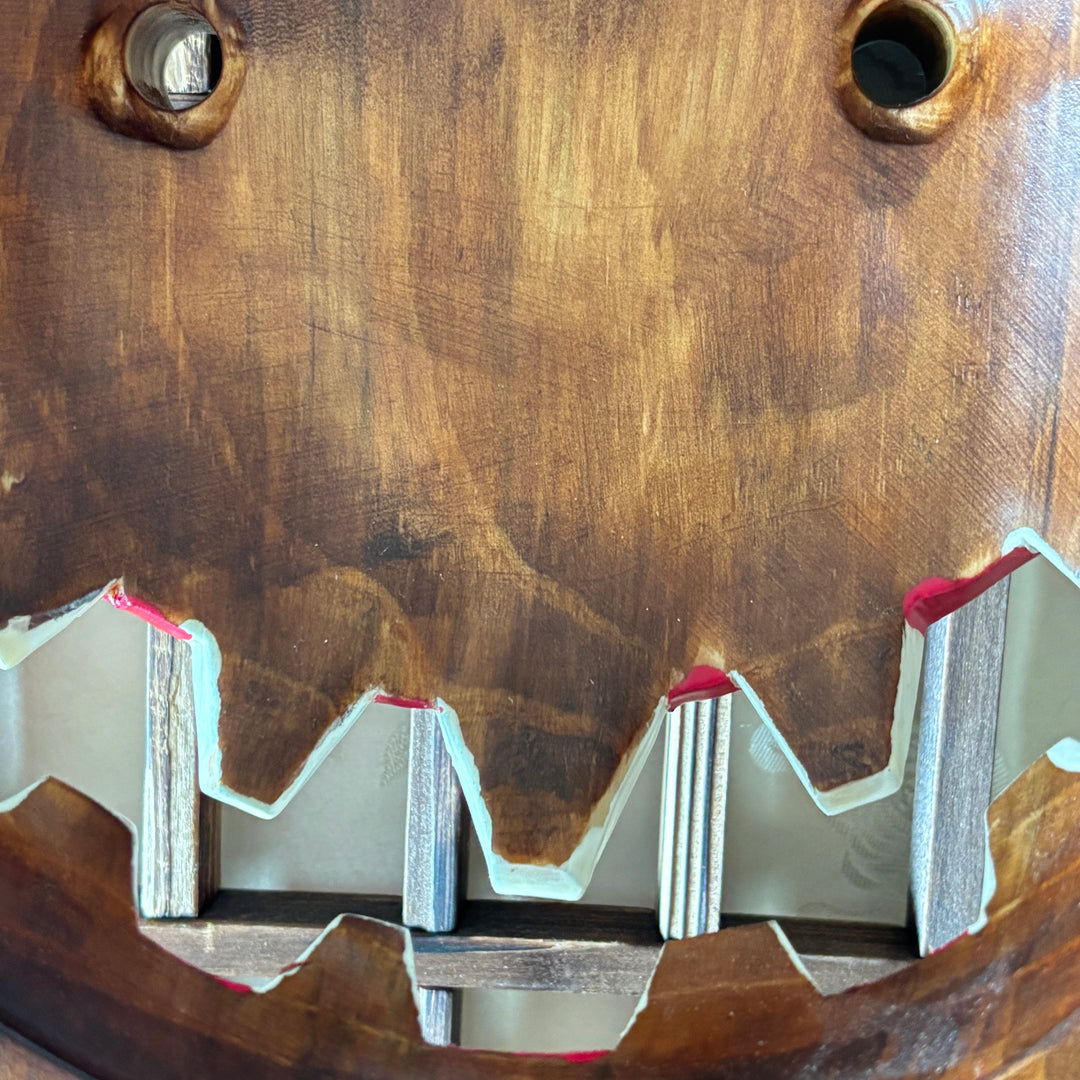 Wooden Wall Mask: Grand-Scale Maltuki Comic Servant Character from Traditional Mask Dance