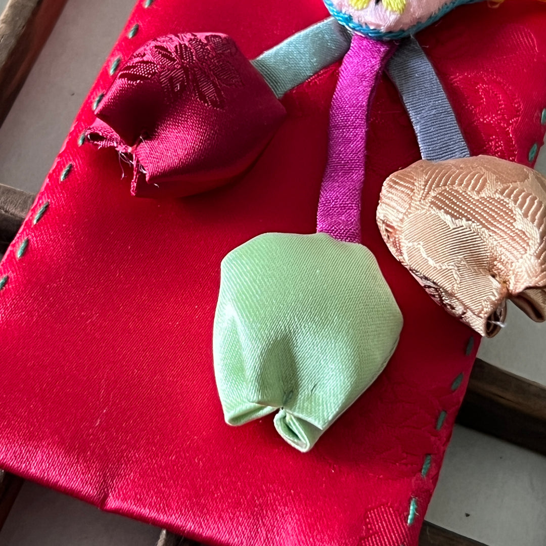 Norigae with Jade Longevity Charm, Layered Silk, and Bird-Flower Motif