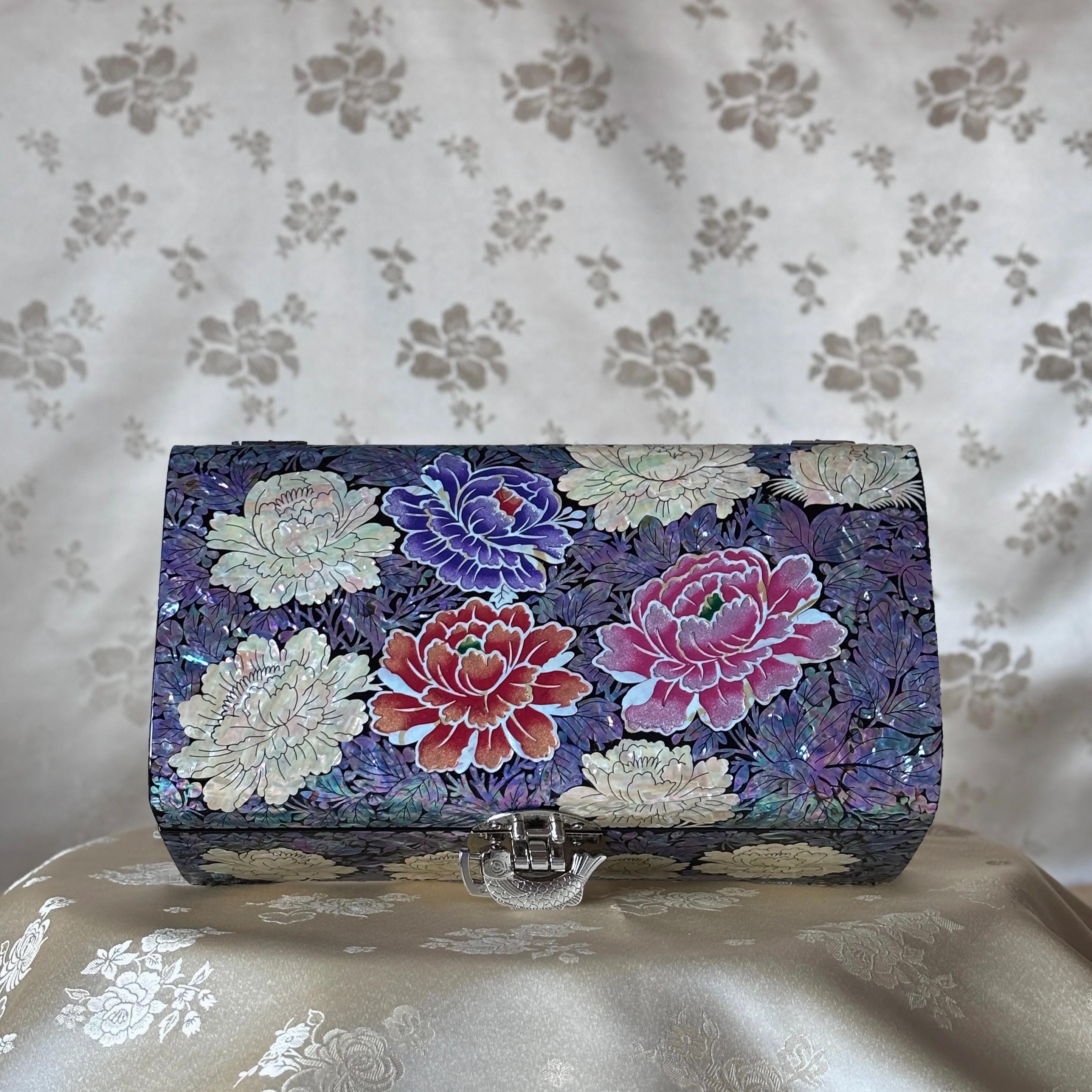 Mother of Pearl Jewelry Box: Peony Garden in Shellwork – ArtinKo