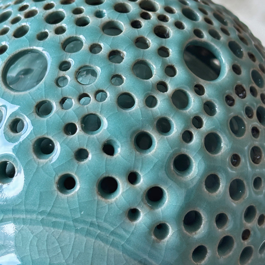 Celadon Vase: Double-Walled Openwork with Crane Motif and Celestial Openwork Exterior