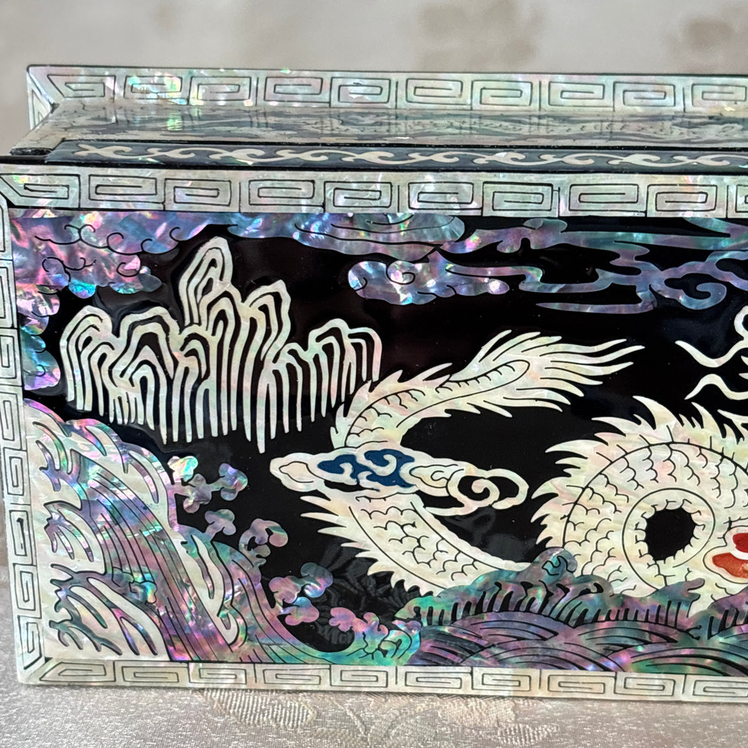Mother of Pearl Stationery Box: Imperial Dragon Motif