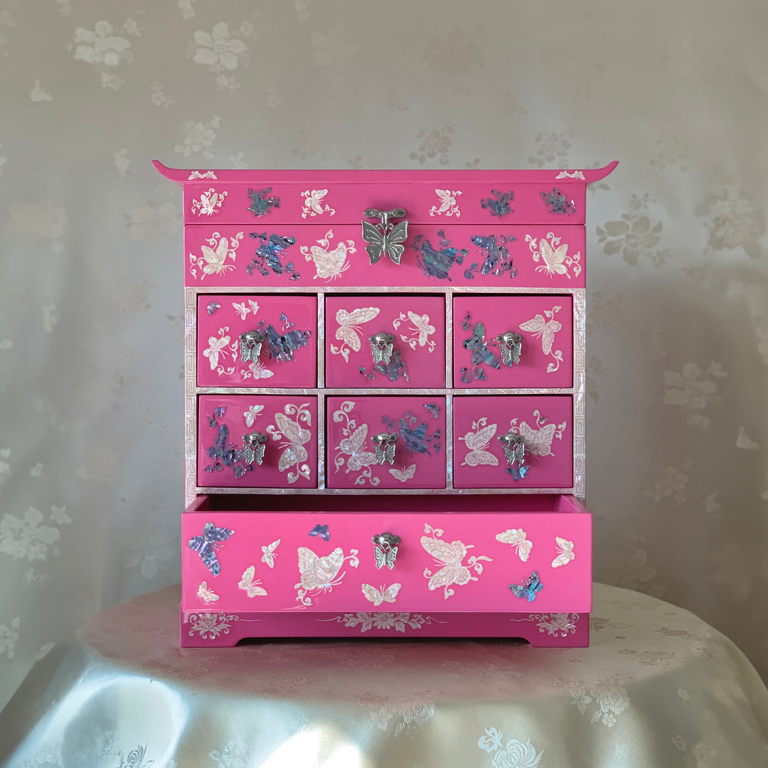 Schmuck- oder Aufbewahrungsbox aus Perlmutt mit Schmetterlingsmuster