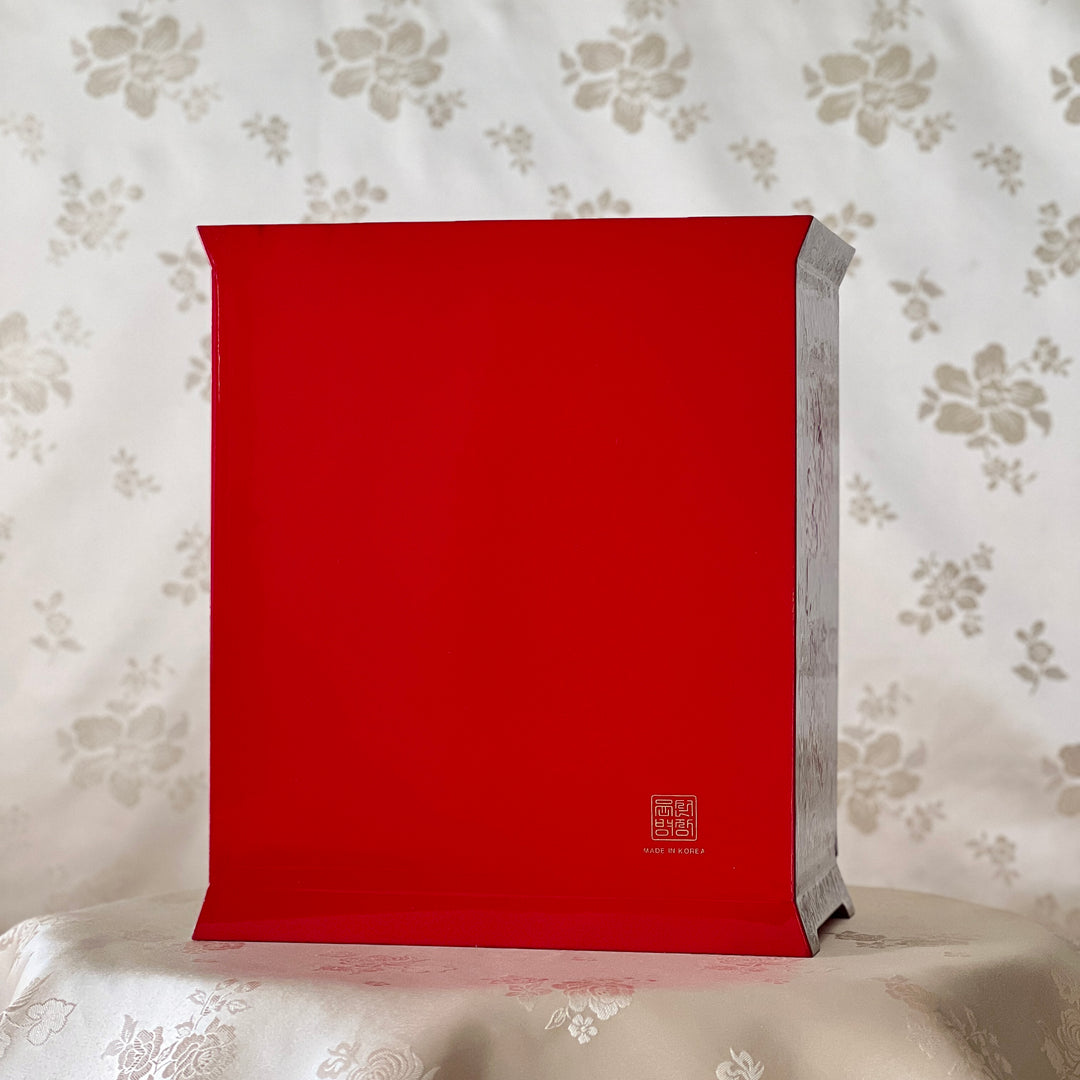 Mother-of-Pearl Double-Door Jewelry Chest: Longevity Motif, Red Ground