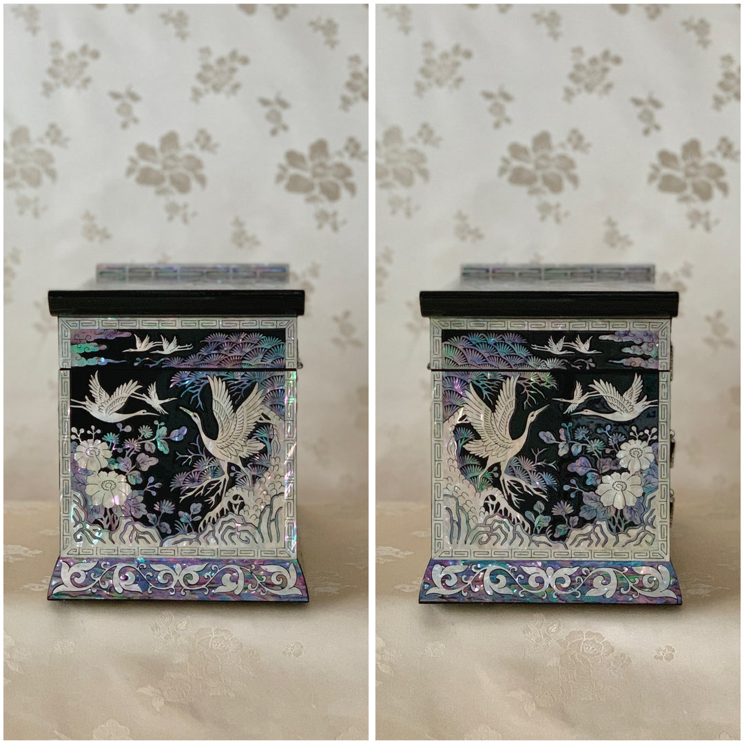 Mother of Pearl Jewelry Box with Peony and Crane Pattern (자개 목단 송학문 선비 보석함)