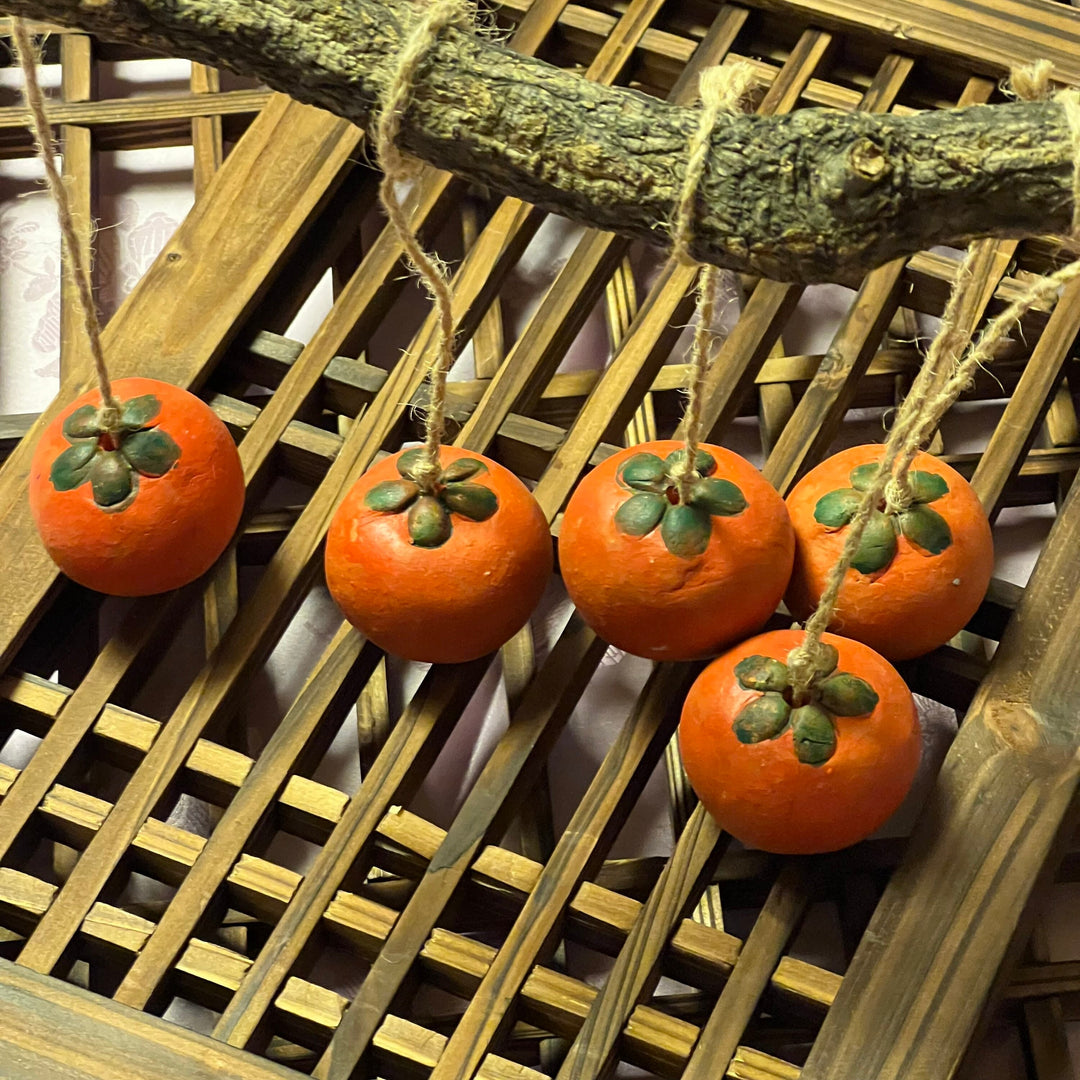 Folk Fortune Miniature Pottery Persimmons Hanging Ornament (홍시 걸이용 장식)