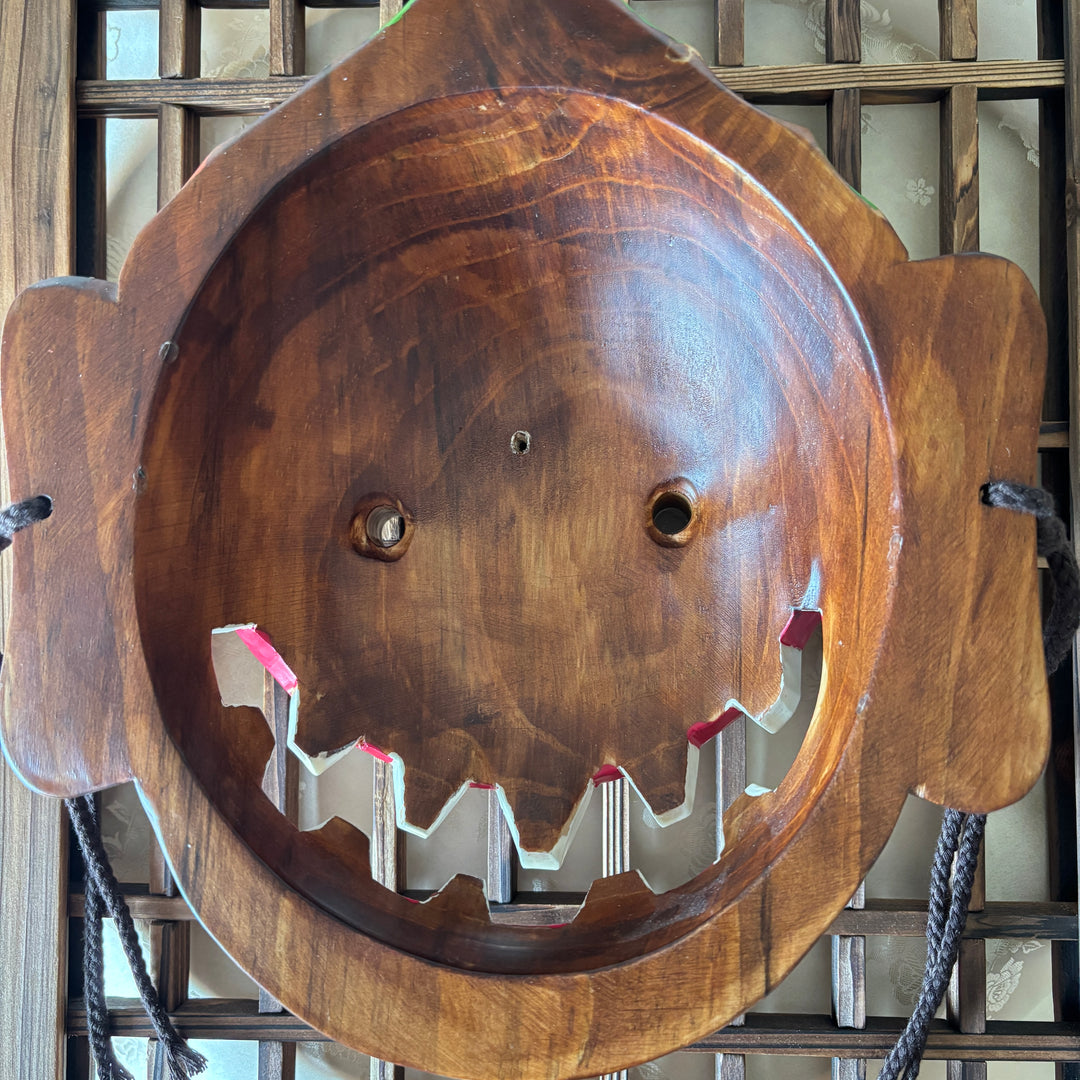 Wooden Wall Mask: Grand-Scale Maltuki Comic Servant Character from Traditional Mask Dance