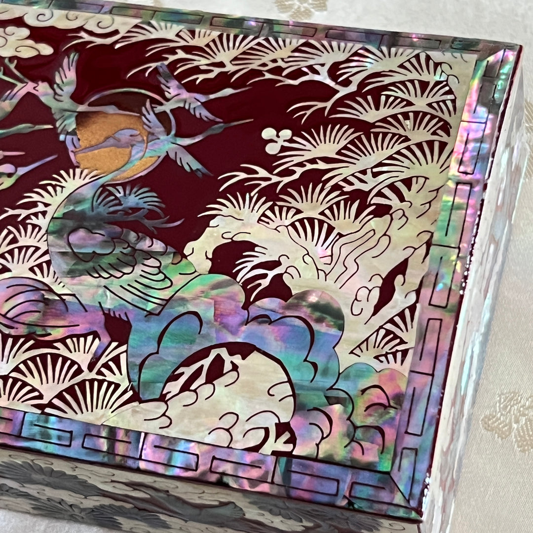 Mother of Pearl Jewelry or Business Card Box with Pine Tree and Crane Pattern (자개 송학문 명함 보관함)