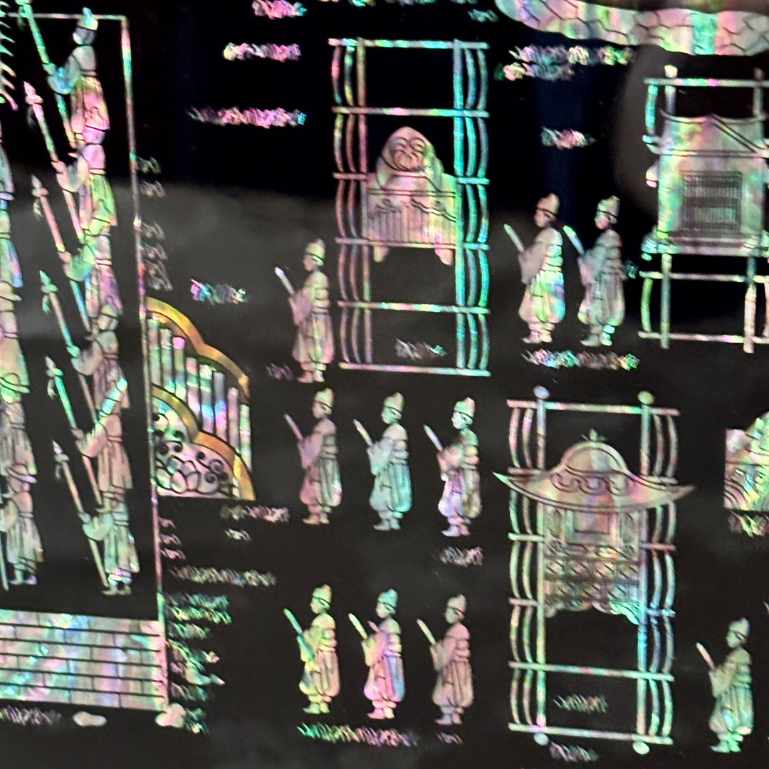 Mother-of-Pearl Folding Screen: Banquet Procession Motif Inspired by Royal Tradition