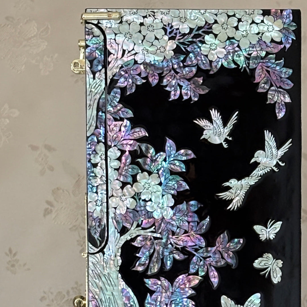 Mother of Pearl Bandaji Chest: Peacock and Peony Motif Jewelry Cabinet