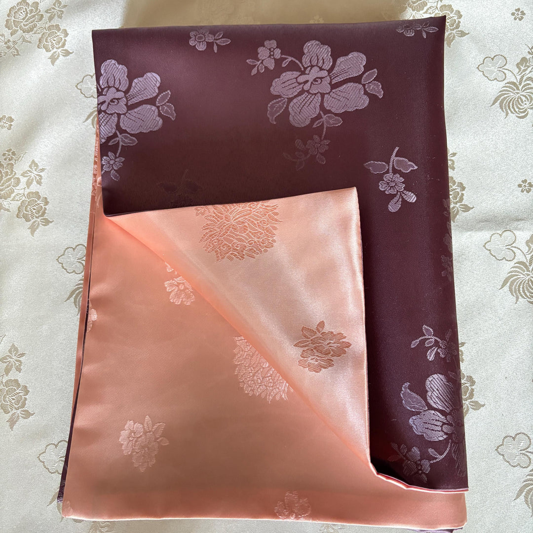 Two-Sided Silk Fabric: Medium Size, Floral Motif