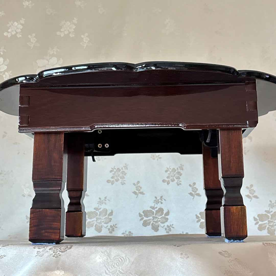 Mother-of-Pearl Folding Table (Soban): Peony and Butterfly Motif, Flower Form