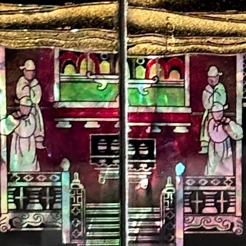 Mother-of-Pearl Folding Screen: Banquet Procession Motif Inspired by Royal Tradition