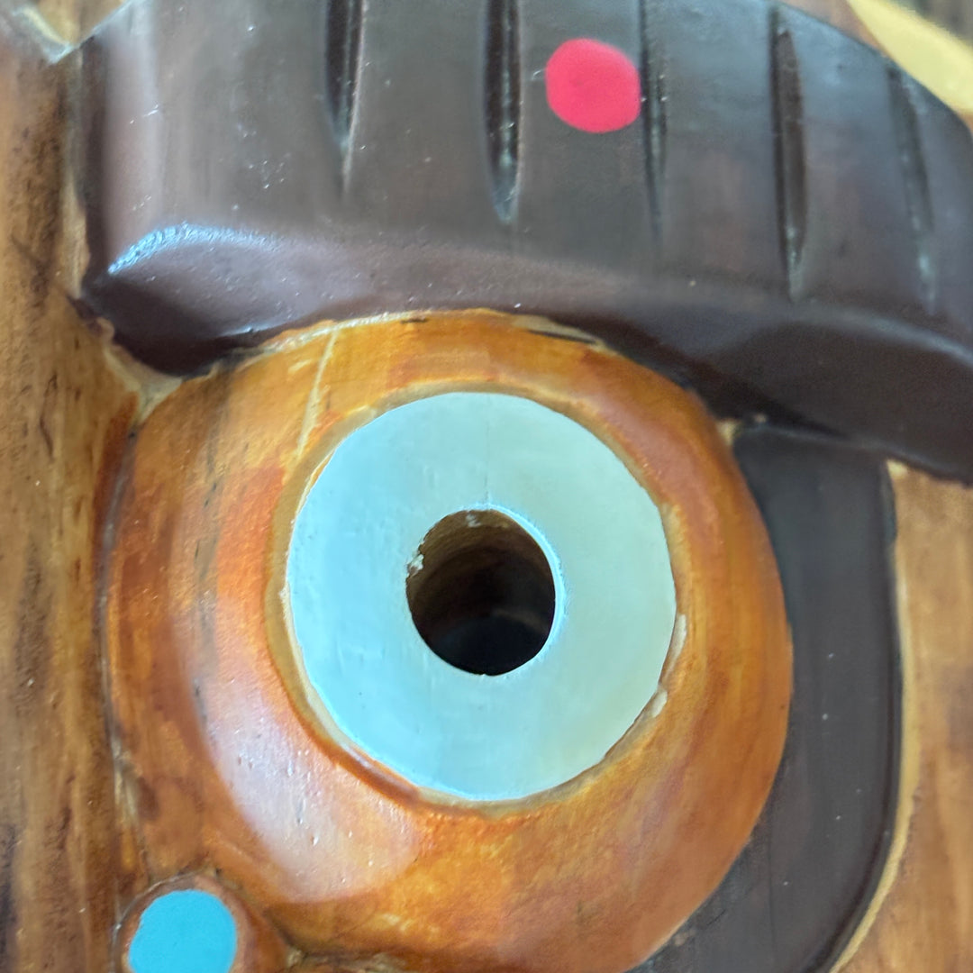 Wooden Wall Mask: Grand-Scale Maltuki Comic Servant Character from Traditional Mask Dance