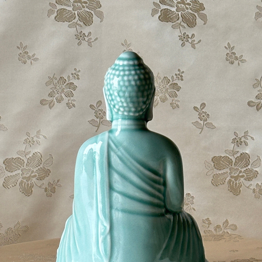 Celadon Statue: Seated Buddha in Meditation