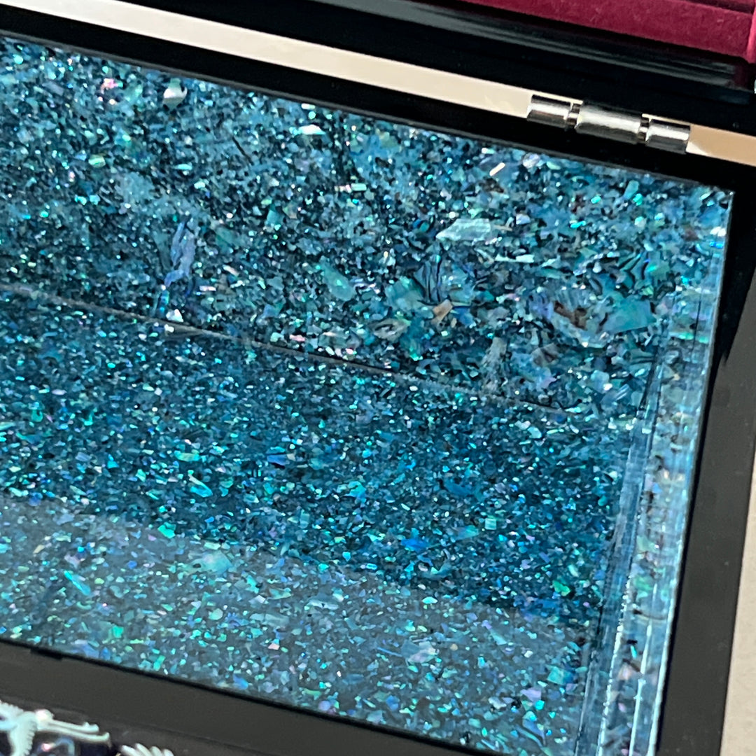 Mother-of-Pearl Jewelry Box: Auspicious Mountain Landscape with Cranes