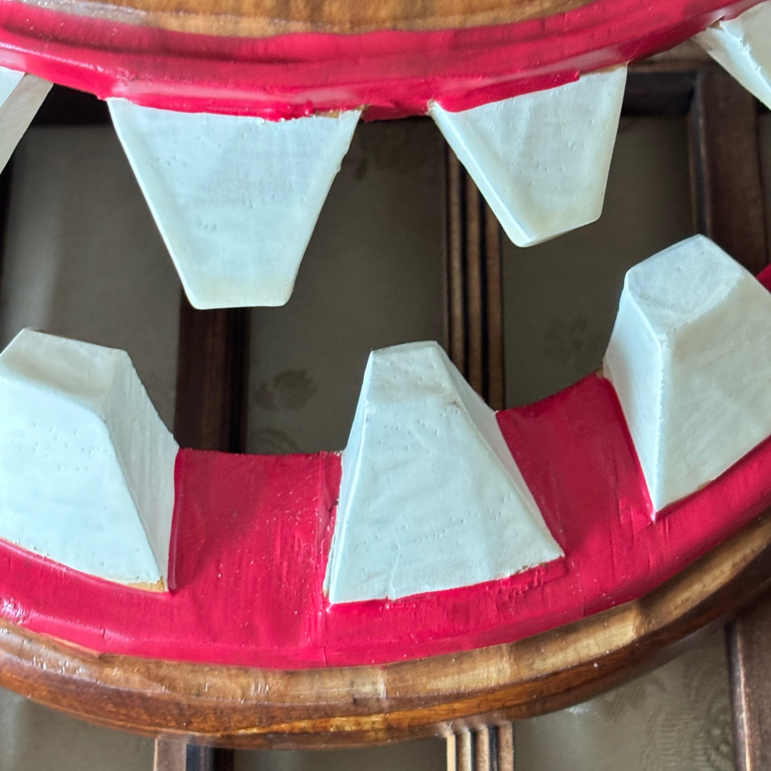 Wooden Wall Mask: Grand-Scale Maltuki Comic Servant Character from Traditional Mask Dance