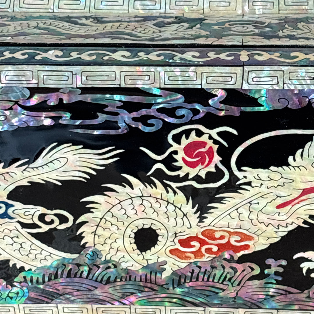 Mother of Pearl Stationery Box: Imperial Dragon Motif