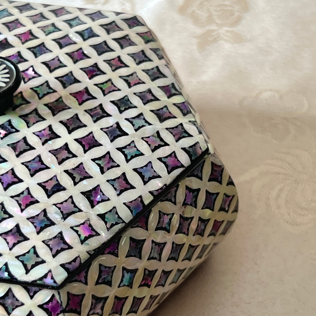 Mother-of-Pearl Hexagonal Mini Lidded Box: Chilbo Pattern
