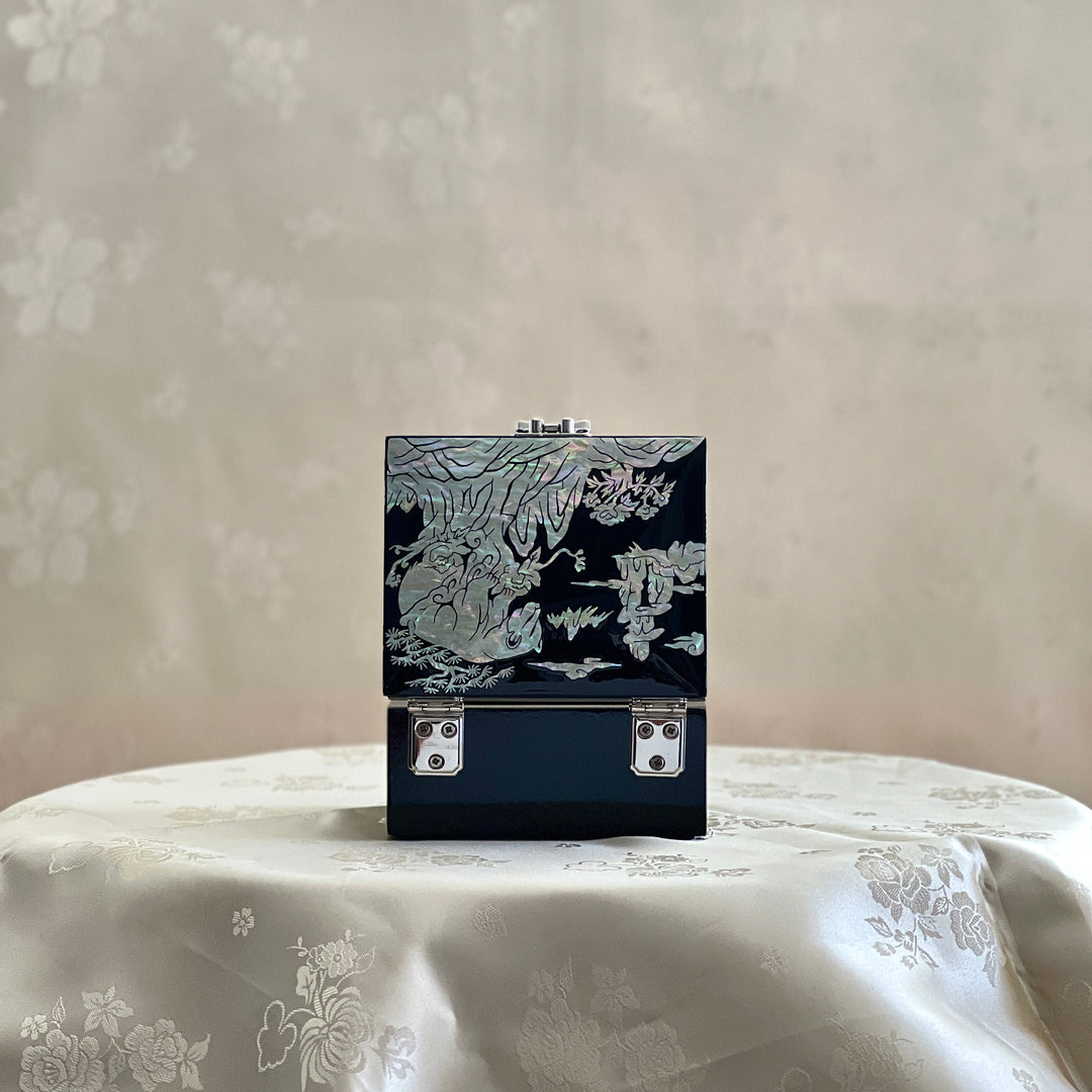 Mother-of-Pearl Ring Box: Bear, Rocky Mountains, Inuksuk and Maple Leaf Motifs