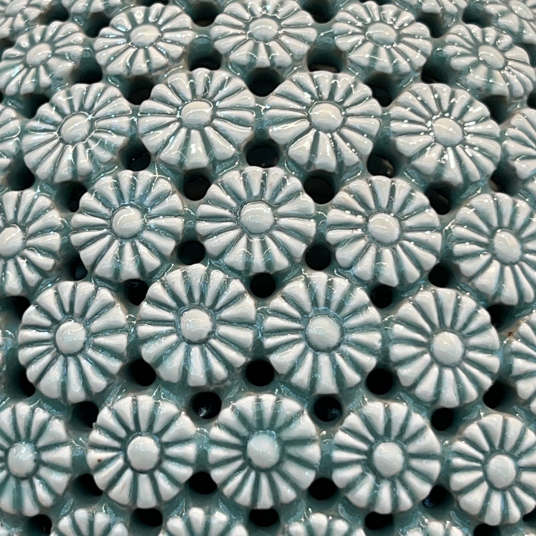 Celadon Double-Walled Openwork Gourd Vase: Chrysanthemum Motif by Master Artisan