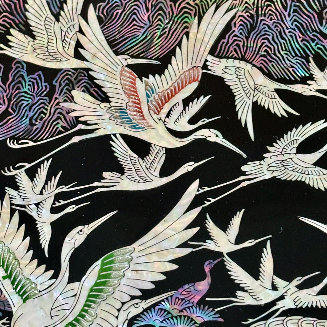 Mother of Pearl Folding Screen: One Hundred Cranes Motif