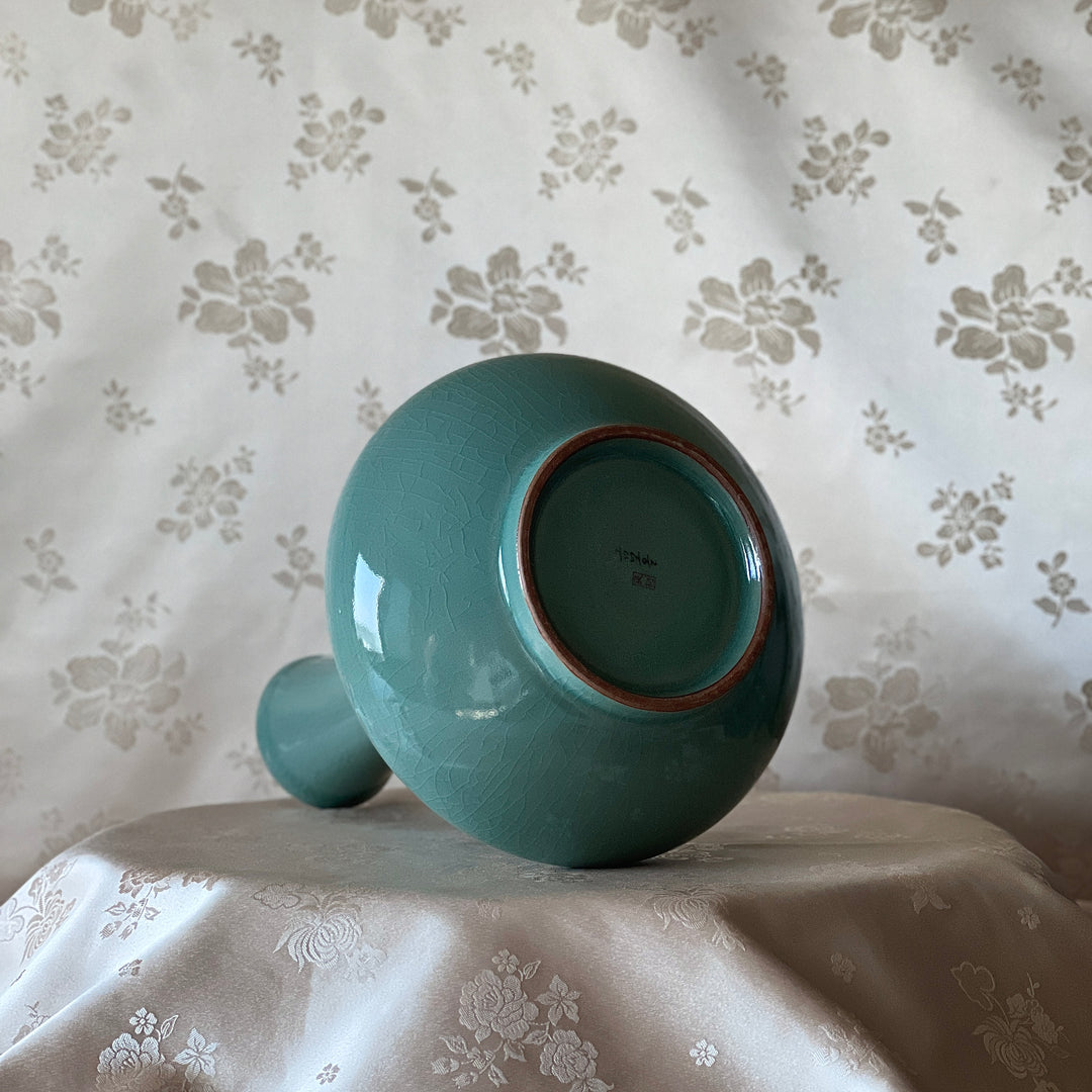 Handmade Korean Celadon Vase Minimalist Pottery Art