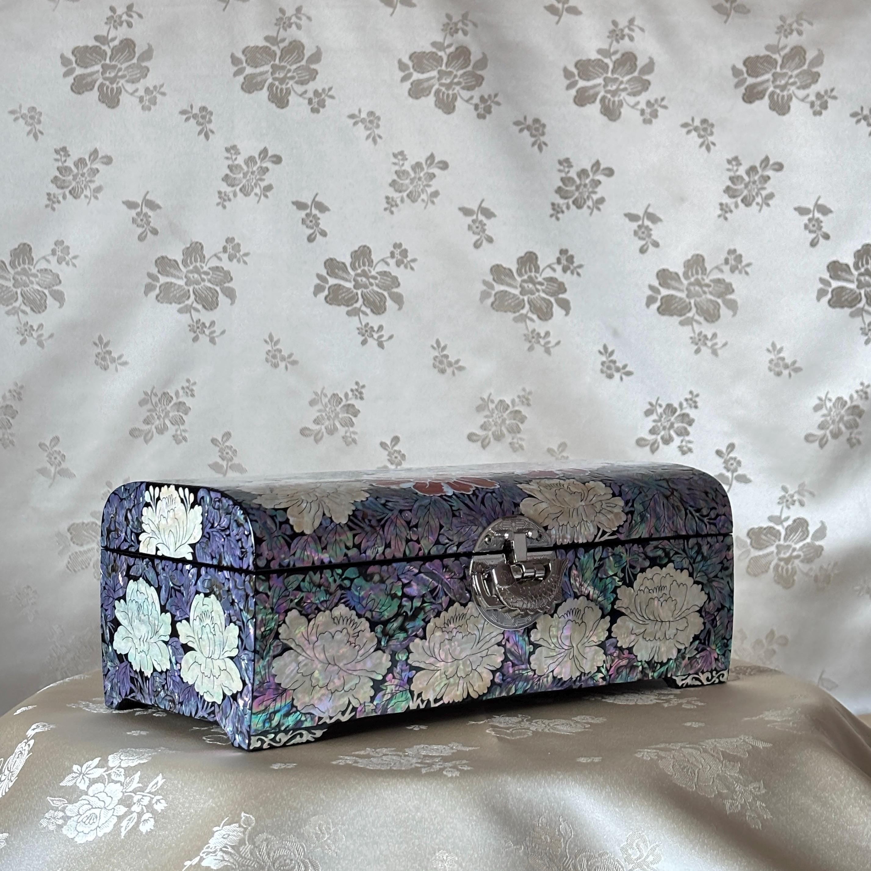 Mother of Pearl Jewelry Box: Peony Garden in Shellwork – ArtinKo