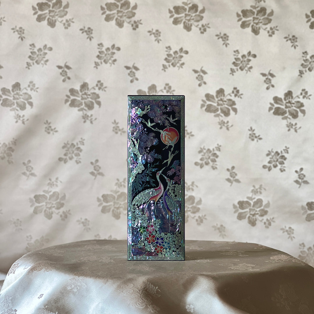 Mother-of-Pearl Stationary Box: Crane, Pine and Plum Blossom Motif
