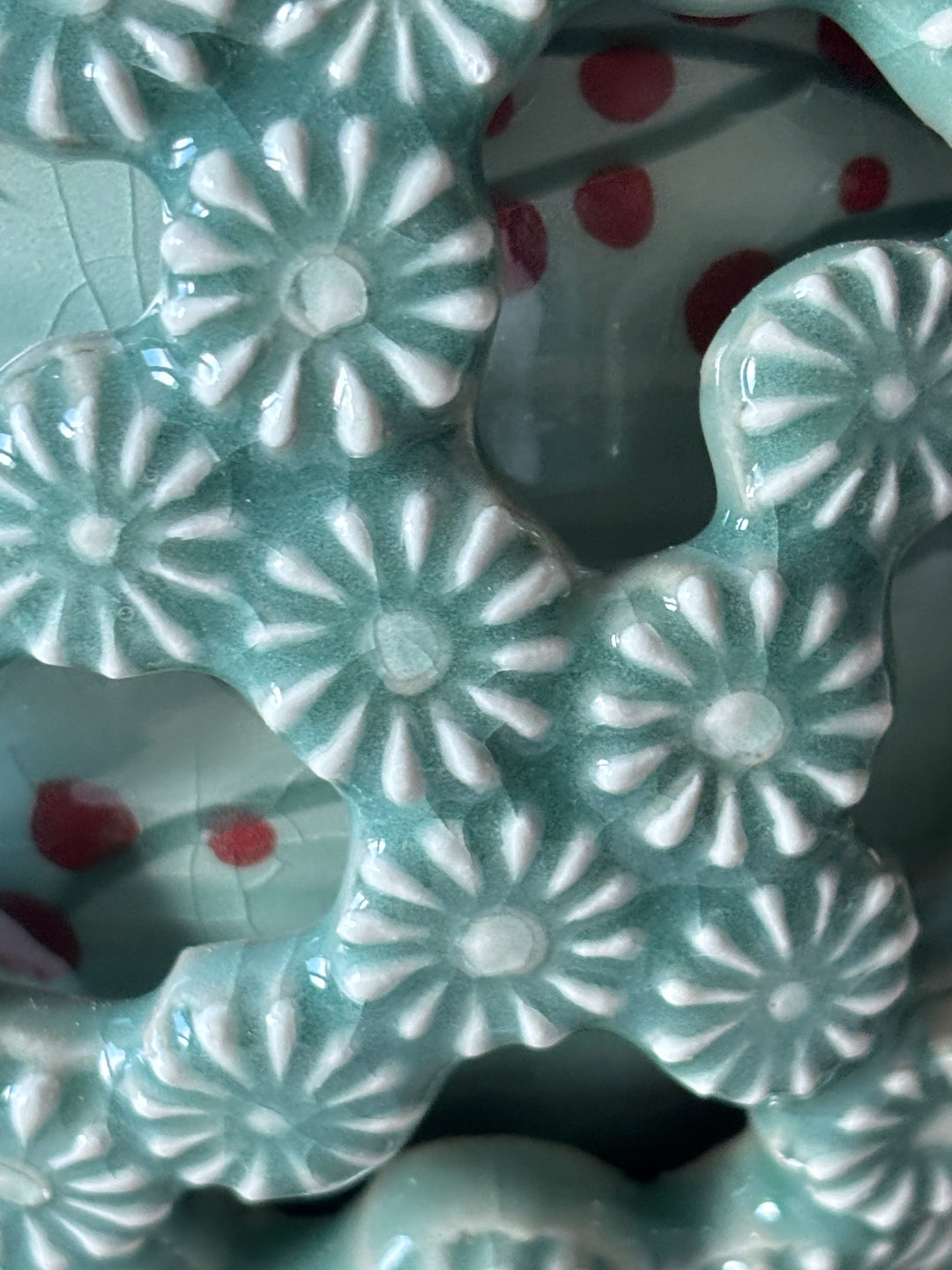 Celadon Vase: Double-Walled Openwork with Chrysanthemum and Crane-Plum Blossom Motifs