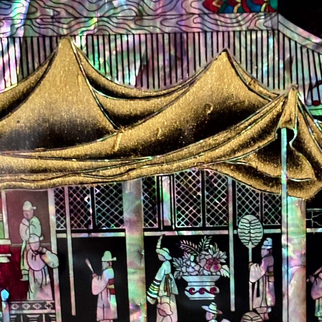 Mother-of-Pearl Folding Screen: Banquet Procession Motif Inspired by Royal Tradition