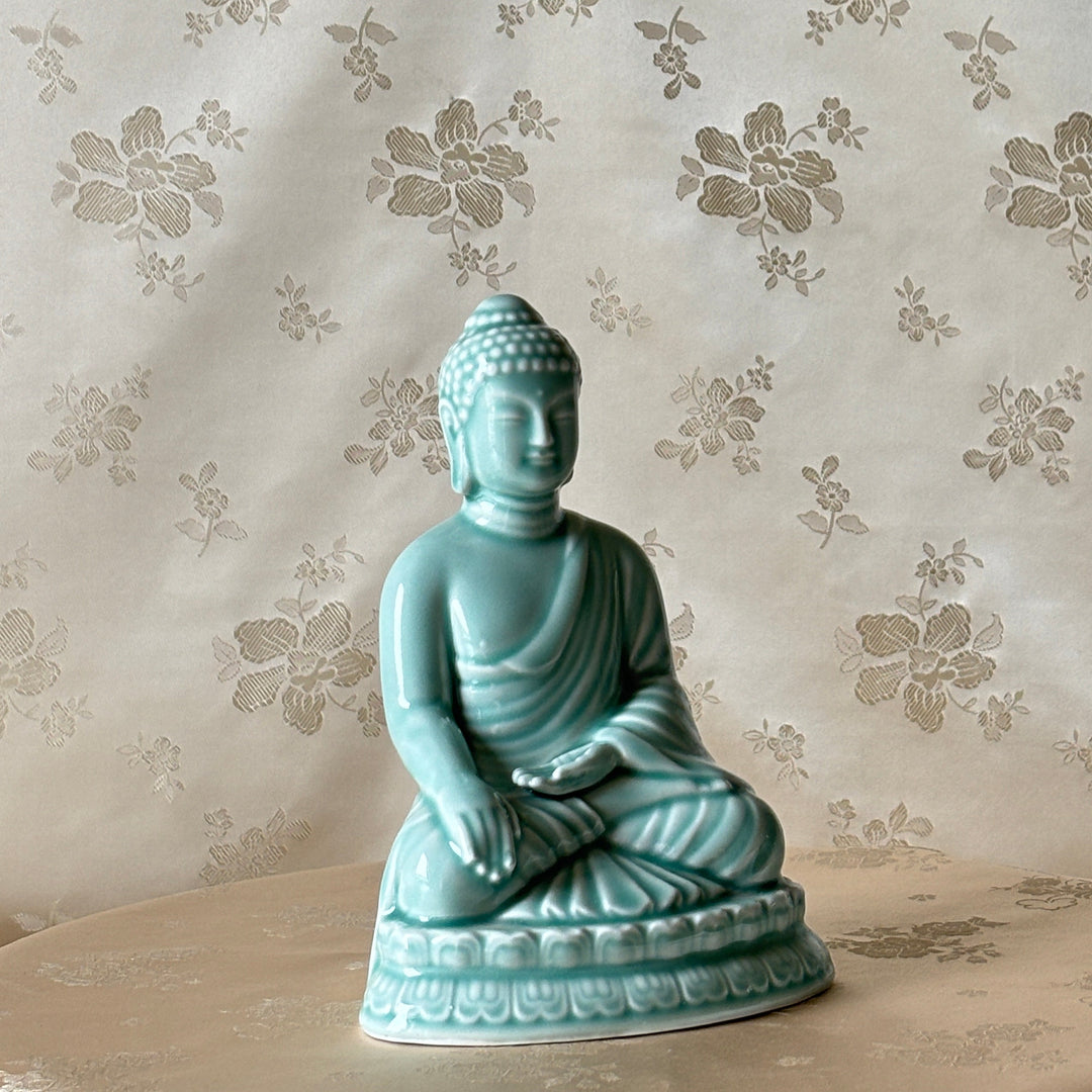 Celadon Statue: Seated Buddha in Meditation