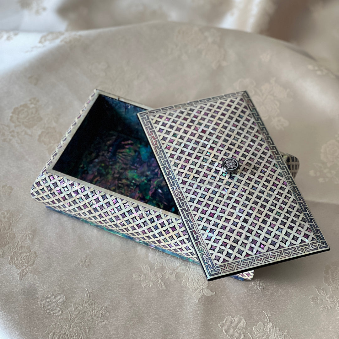 Mother-of-Pearl Jewelry Lidded Box: Chilbo Motif