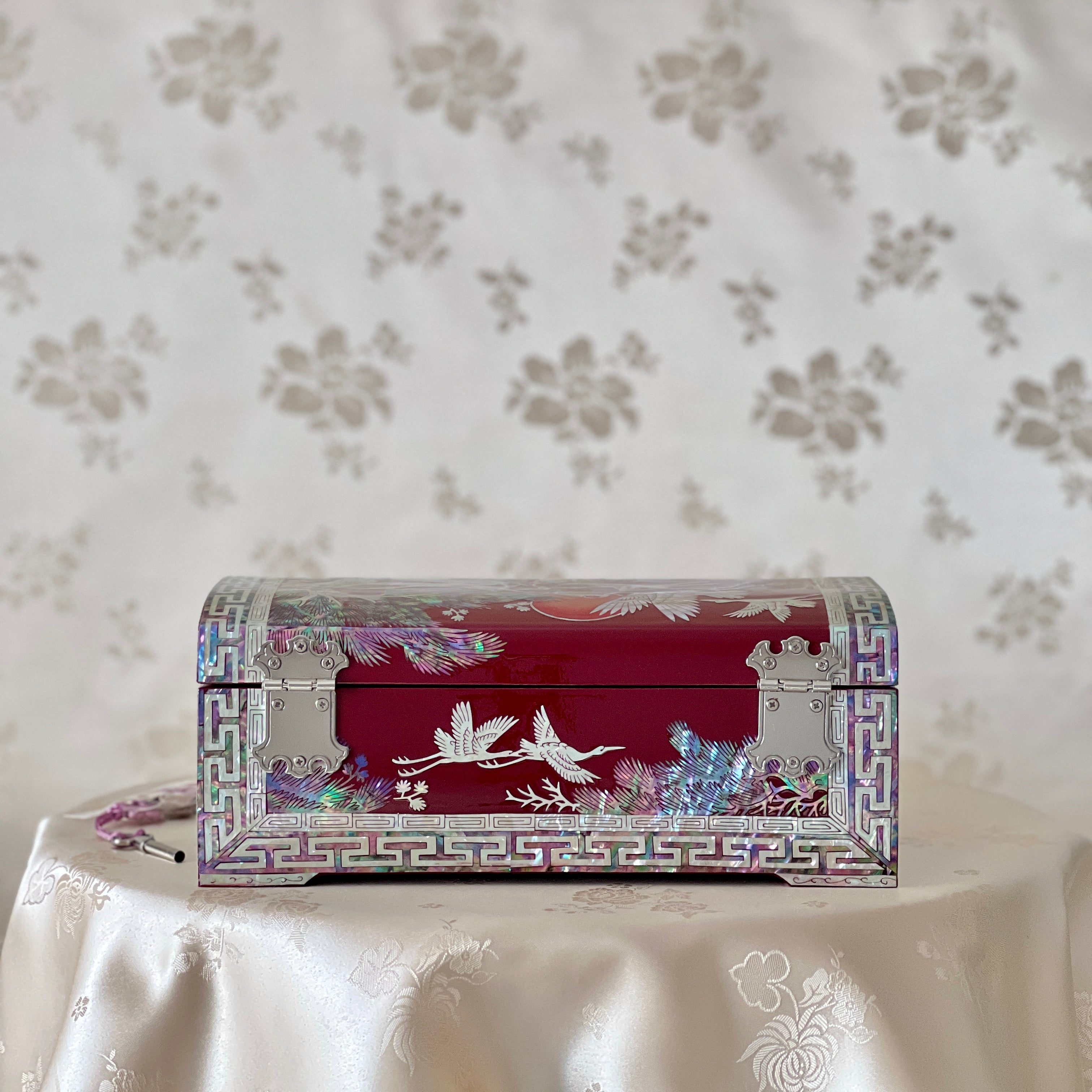 アクセサリー plants@painter Mother of Pearl Wine Color Wooden Jewelry Box with Pine