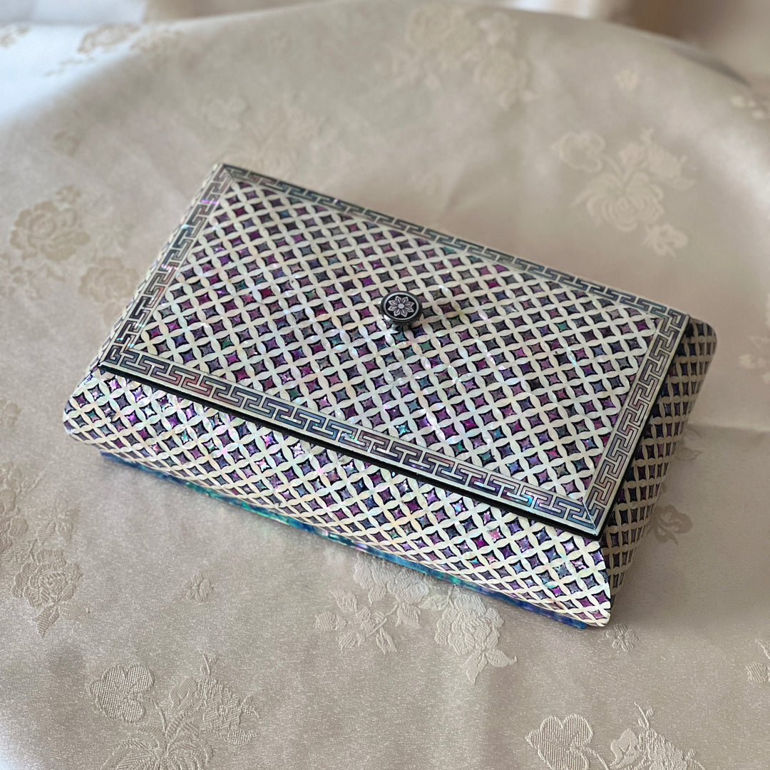 Mother-of-Pearl Jewelry Lidded Box: Chilbo Motif