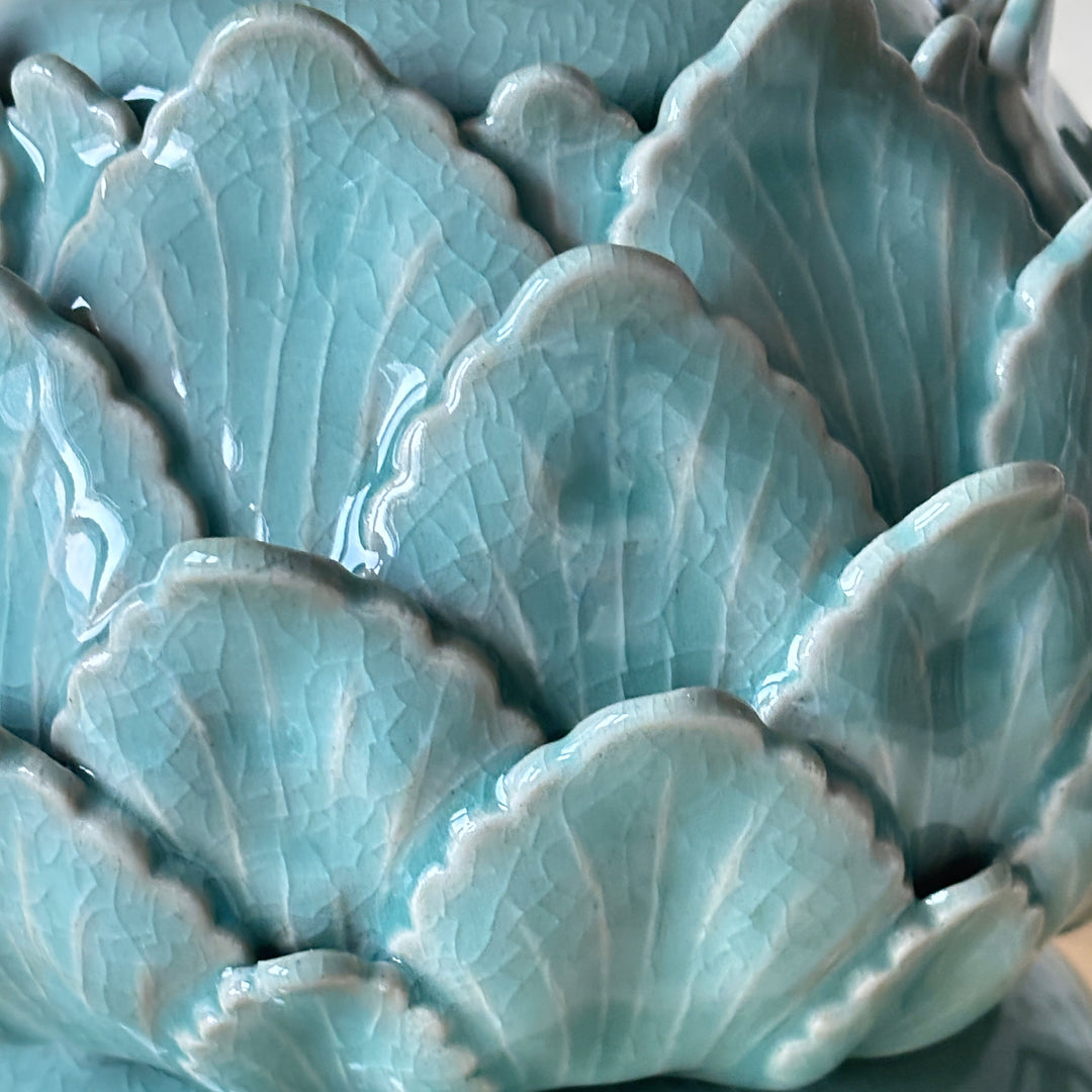 Celadon Incense Burner: Grand Scale with Lotus Motif and Openwork Lid