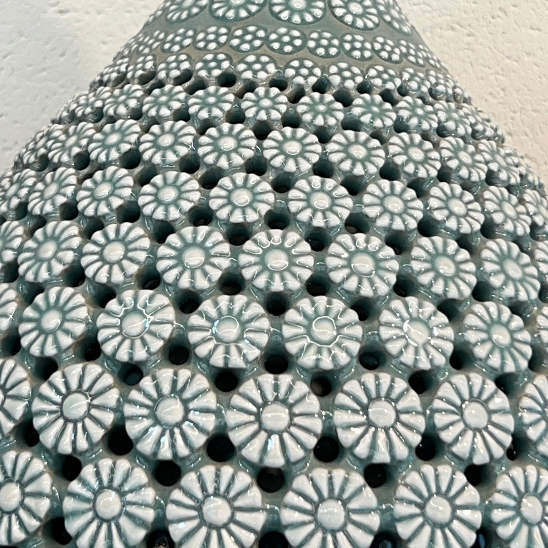 Celadon Double-Walled Openwork Gourd Vase: Chrysanthemum Motif by Master Artisan